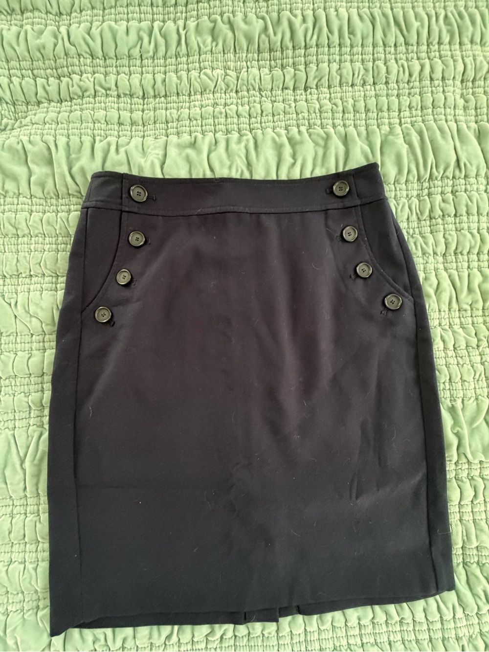 LOFT Blue Button-Detail Pencil Skirt-6